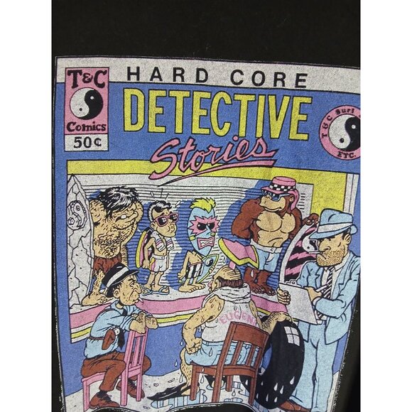 Vintage Alstyle Hard Core Detective Stories Graphic T Shirt Black Mens 2XL T C - Picture 5 of 16